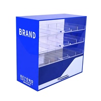Vitrine à tabac APEX Premium moderne et écologique à 3 niveaux, finition polie - Présentoir de comptoir personnalisé avec tiroirs et panneaux de sécurité