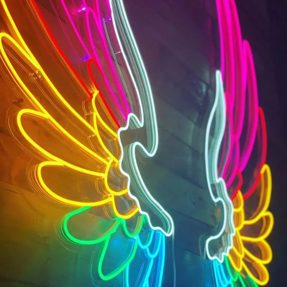 एलईडी संकेत एन्जिल पंख विज्ञापन नीयन रोशनी कस्टम एक्रिलिक संकेत नियोन साइन