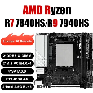 Giá rẻ <span class=keywords><strong>AMD</strong></span> R9 7940hs 6900hx R7 7840hs chơi game mini PC Board 2 NVMe 4 SATA3.0 1x PCIe X8 2X <span class=keywords><strong>DDR5</strong></span> 2x2.5g Lan 17x17 ITX NAS Mainboard - Product Image 2