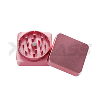 Broyeur manuel carré rose XY GLASS 55mm 25mm à 2 couches pour herbes, épices et tabac, accessoires pour fumeurs