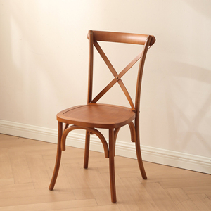Silla de comedor con espalda cruzada de madera maciza de estilo <span class=keywords><strong>Vintage</strong></span> rústico moderno apilable para hoteles restaurantes Bistros muebles de sala de estar - Product Image 1