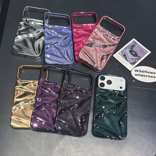 3D Wave Bubble Pucker Pattern Glossy Electroplating TPU Mobile Phone Case Cover for iPhone 17 Air 16 Pro Max