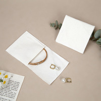 Pochette de rangement pour bijoux en tissu de coton recyclé épaissi avec rabat, sac enveloppe sans cordon de serrage, personnalisable avec logo