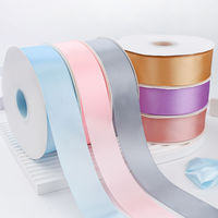 Pita Satin Poliester Warna Solid 4 Cm, Gulungan Pita Glossy Satu Sisi, Pembungkus Kado Ulang Tahun, Tahan Lama, Dekorasi Kotak Kue DIY
