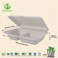 Boîte à emporter en bagasse Sumkoka, écologique et biodégradable, 9x6 pouces, type européen, pour l'emballage alimentaire, emballage alimentaire biodégradable