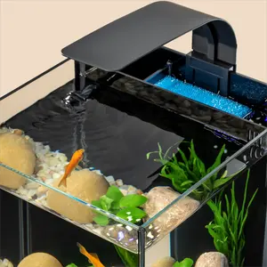 Yee - Aquário de vidro ultra transparente para aquários, mini tanque de plantas aquáticas ecológicas, aquário de mesa com luz LED para aquário e recife