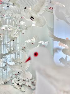 Blanc carré Pigeon Photo accessoires espace Art exposition modèle paix pour colombe affichage suspendus décoration pour ornement de jardin - Product Image 3