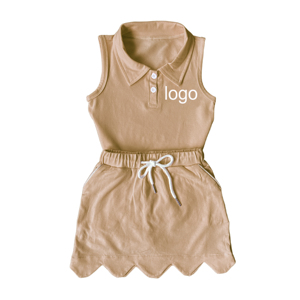 Set di <span class=keywords><strong>Abbigliamento</strong></span> per Ragazze Ruidian all'Ingrosso, in Cotone Lavorato a Maglia, Senza Maniche, con Colletto e Bottoni, Gonna con Volant e Pantaloncini Integrati per Adolescenti - Product Image 6