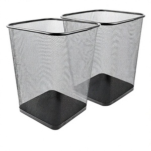 Poubelle rectangulaire moderne en métal maillé, 2 pièces, ouverture supérieure, noire, pour intérieur - Product Image 1