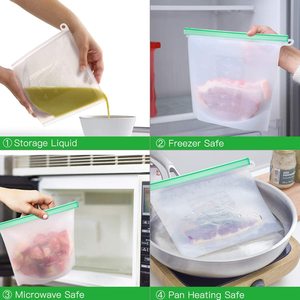 Bolsas reutilizables de silicona al vacío con cremallera a prueba de fugas para congelador, bolsa de almacenamiento de alimentos para el almuerzo - Product Image 4
