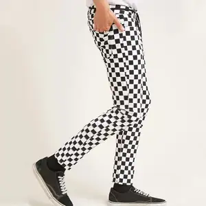 Clothing Suppliers Hot Wholesale Cheap High Quality Custom Checkered Print Skinny Men Pants