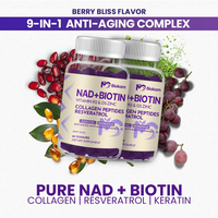 NAD Resvératrol Berbérine & Biotine Anti-âge Peptides de collagène gommeux Zinc Vitamine K2 & D3 Gommes pour cheveux, peau, ongles et articulations