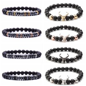 Bracelets en perles Onyx noires mates pour homme, breloque, tête <span class=keywords><strong>de</strong></span> bœuf, Chakras, huile essentielle, pierres précieuses, bijoux, offre spéciale - Product Image 6