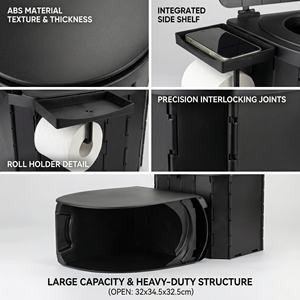 Toilette pliable portable en PU imperméable de grande taille 32,5 cm avec couvercle, capacité 6L/10L, pour le <span class=keywords><strong>camping</strong></span>, la voiture, les adultes et les enfants - Product Image 4