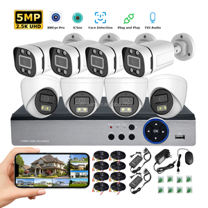 OEM 8CH 5MP trong nhà ngoài trời AHD Bullet Dome <span class=keywords><strong>video</strong></span> giám sát CCTV <span class=keywords><strong>Camera</strong></span> DVR Kit hệ thống analog an ninh AHD Hệ thống <span class=keywords><strong>camera</strong></span> - Product Image 1