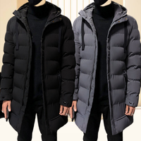 Mode hommes épaissi chaud Long manteau décontracté Slim Fit hommes à capuche Parker hiver solide coton rembourré longue veste hommes