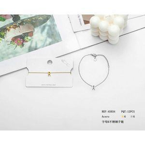 Bracciale in acciaio inossidabile Acero Letter R, 12 pezzi, gioielli a catena alla moda per donna - Product Image 3