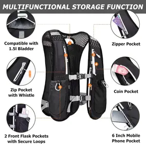 Custom Outdoor Sports Marathon Hiking 5L Water Bag Lightweight Hydration Pack Multi-functional Trail Running Vest