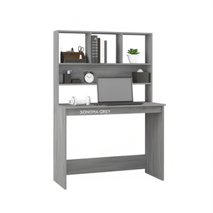 Scrivania rettangolare per computer Sonoma Grey in legno ingegnerizzato, stile elegante, mobili per ufficio domestico - Product Image 1