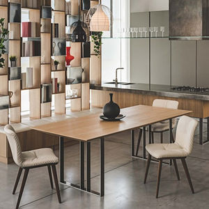 สี่เหลี่ยมผืนผ้าโต๊ะรับประทานอาหารตารางห้องครัวขยายโต๊ะรับประทานอาหารไม้ที่มีขาเหล็ก - Product Image 2