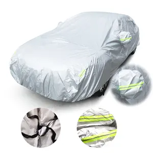 Benutzer definiertes Logo Silber Reflective Stripe Universal SUV Auto abdeckungen Sonnens taub UV-Schutz Outdoor Auto Full Car Covers