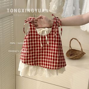 Child Star Circle Girls Red Plaid Sleeveless Dress Spaghetti Strap Breathable Summer Wear - Product Image 3