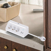 Tira de enchufes de escritorio LED con corriente nominal de 16A, salidas de 3CA, USB y cable de 1,5 M, nuevo diseño, enchufes estándar de la UE