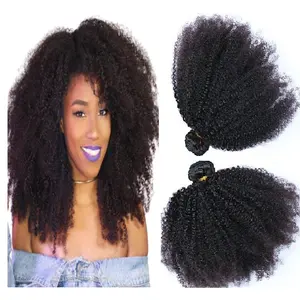 Модные афро кудрявые натуральные человеческие волосы, продукты для укладки для черных женщин, натуральные бразильские человеческие волосы для наращивания, пучок