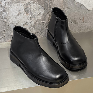 Chaussures montantes en cuir véritable pour hommes, style britannique, semelle épaisse, bottines d'été décontractées rétro 2026 - Product Image 3