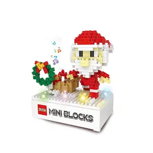 Blocs de construction de micro-particules, fournitures de décoration de noël, boîte à musique, jouet, bricolage, assemblage de thèmes de noël, cadeaux pour enfants, vente en gros