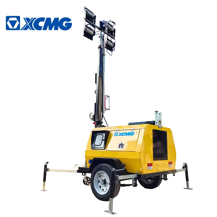 XCMG resmi inşaat madencilik 9m direk yüksek parlak römork el kaldırma mobil LED aydınlatma kulesi satılık