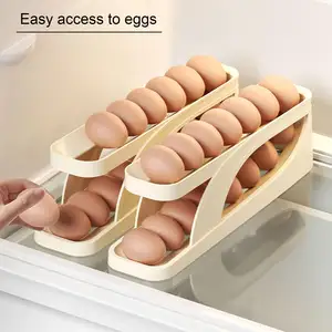 2023 nuovo Dispenser per uova scorrevole a 2 livelli automatico per stendere il contenitore per le uova Dispenser per la conservazione del frigorifero porta uova a 2 livelli