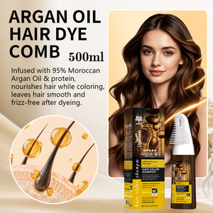 Shampoo Colorante per Capelli alle Erbe 500ml, Colore Marrone Scuro, Copre al 100% i Capelli Bianchi, Lunga Durata, con Olio di Argan e Pettine, Vendita all'Ingrosso - Product Image 6