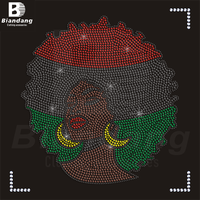 Hot Juneteenth Femmes Design Strass Modèle Conseil Strass Hot-fix Transfert De Chaleur Noir Dame Fer sur Transfert pour T-shirt