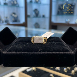 Stylish gold <b>ring</b> with sparkling stones bold rectangular design <b>for</b> <b>men</b> luxury statement jewelry perfect <b>for</b> parties weddings - Product Image 2