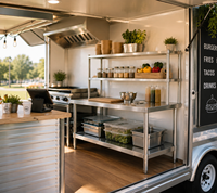 Table de préparation portable en acier inoxydable peu encombrante avec étagère supérieure à 2 niveaux et étagère de rangement pour camion de restauration et marché nocturne