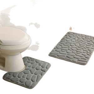 Tapis de siège de toilette en polaire corail Cangming, ensemble deux pièces en forme de U, couleur unie, absorbant, antidérapant, pour salle de bain - Product Image 2