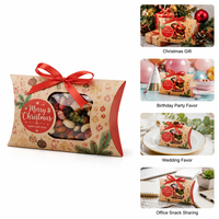 Boîte cadeau en carton en forme d'oreiller XJY pour noix, fruits secs, bonbons, avec fenêtre, pour cadeau de Noël