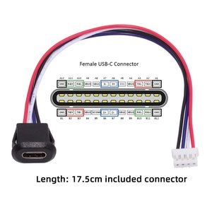 USB Type-C Connectors With Card Buckle Female 4Pin Charging Jack Port Black Charger Plug Oval <b>Socket</b> With PH2.0 Cables Wire - Product Image 3