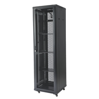Asterix 42U/45U/32U Armoire de serveur sur pied 19 pouces Porte en verre trempé noir acier SPCC Profondeur 600mm Stock