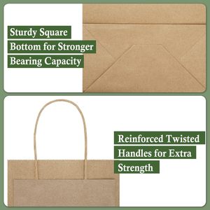 Cadeau recyclable pour petite entreprise fait à la main kraft différentes tailles <span class=keywords><strong>prix</strong></span> sac à provisions en papier personnalisé avec poignée - Product Image 4