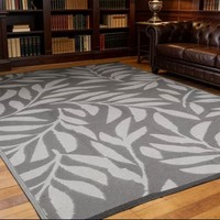 Tapis de sol d'extérieur portable GHT en PP tissé, épaisseur moyenne, lavable en machine, pliable, facile à transporter, motif jacquard feuille