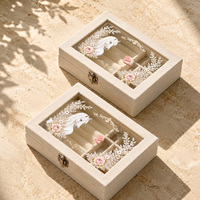 Maßgefertigte Transparente Acryl-Ringbox Samt-Halskettenbox Verpackung Bestickte Neugeborenen-Babyparty-Geschenkbox Schmuckbox-Set