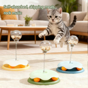 Juguete de rompecabezas para gatos de plástico TPR ecológico, divertido dispensador de golosinas con bola giratoria y resorte, estilo sencillo - Product Image 4