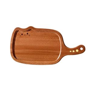 Plateau en bois Yilan, forme de chat, en bois massif avec poignée, pour servir des desserts, pour les fêtes, les restaurants - Product Image 1