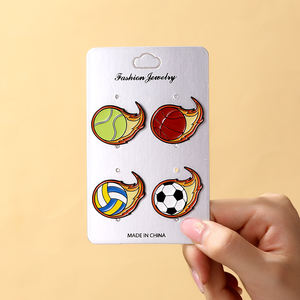 Yini Op Maat Gemaakte Met Vlammen Omwikkelde UV-Geprinte Sportbal-Emaille Spelden-Volleybal Basketbal Tennis En Voetbal Designer Revers Badge - Product Image 1