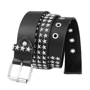 Rivet pin buckle women's belts punk jeans belt Punk Leather Studded Square Beads Rivet Belts for ladies