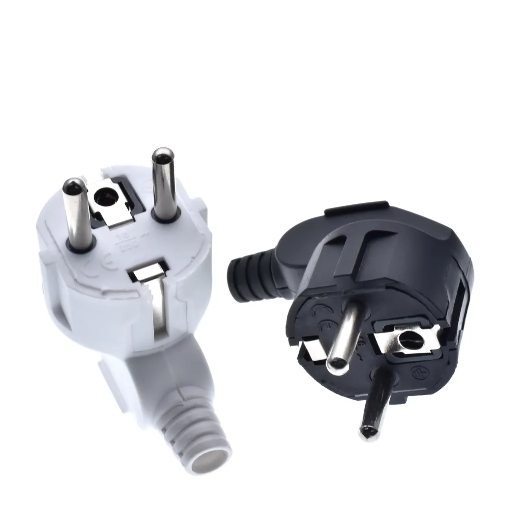 EU 4.8mm France Germany Adapter Extension Cord Connector Plug 16A Male Outlets Rewireable Power Plug Schuko