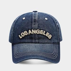 Gorra de Béisbol Retro Americana Azul Denim con Bordado de Los Ángeles, Estilo Deportivo y Urbano - Product Image 4
