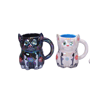 Handmade tối giản gốm và gốm Mug với mèo Thiết kế vui xử lý cho cà phê hoặc trà - Product Image 1